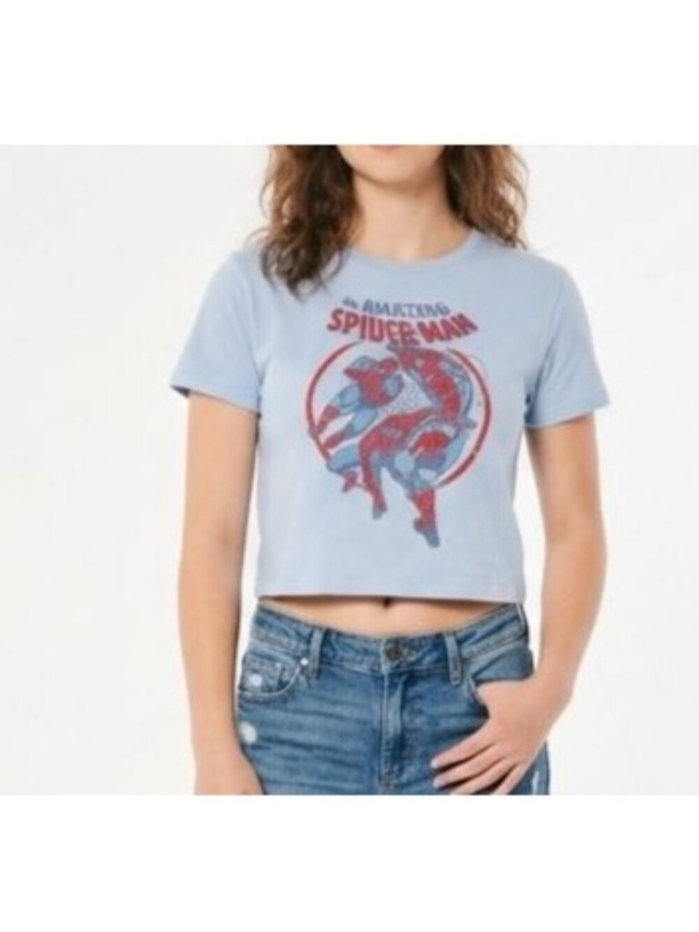 The Amazing Spider-Man Graphic T Shirt Light Blue Kids XXL 18 20 NWT Marvel